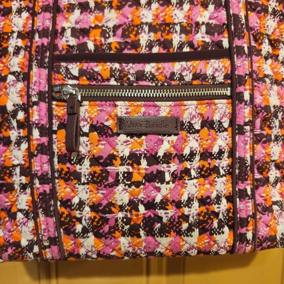 Vera Bradley Classic Tote Bag Houndstooth Tweeds Pink Orange Brown Quilted Retir - Picture 3 of 8